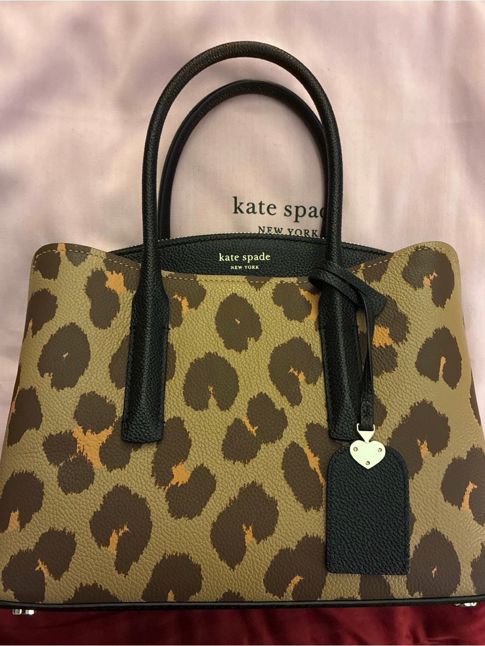 kate spade leopard-print satchel in brown and black